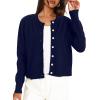 imageDarong Womens Lightweight Button Down Cardigan Long Sleeve Casual Crew Neck Soft Knit Outfits Sweater TopsRoyal Blue