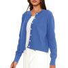 imageDarong Womens Lightweight Button Down Cardigan Long Sleeve Casual Crew Neck Soft Knit Outfits Sweater TopsSky Blue