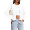 imageDarong Womens Lightweight Button Down Cardigan Long Sleeve Casual Crew Neck Soft Knit Outfits Sweater TopsWhite