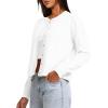 imageDarong Womens Lightweight Button Down Cardigan Long Sleeve Casual Crew Neck Soft Knit Outfits Sweater TopsWhite