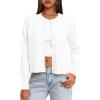 imageDarong Womens Lightweight Button Down Cardigan Long Sleeve Casual Crew Neck Soft Knit Outfits Sweater TopsWhite
