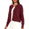 imageDarong Womens Lightweight Button Down Cardigan Long Sleeve Casual Crew Neck Soft Knit Outfits Sweater TopsWine Red