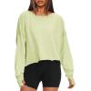 imageDarong Womens Open Back Workout Top Oversized Athletic Shirt Long Sleeve Crop Top with Thumb HolesLight Green