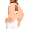 imageDarong Womens Open Back Workout Top Oversized Athletic Shirt Long Sleeve Crop Top with Thumb HolesLight Orange