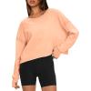 imageDarong Womens Open Back Workout Top Oversized Athletic Shirt Long Sleeve Crop Top with Thumb HolesLight Orange