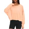 imageDarong Womens Open Back Workout Top Oversized Athletic Shirt Long Sleeve Crop Top with Thumb HolesLight Orange