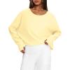 imageDarong Womens Open Back Workout Top Oversized Athletic Shirt Long Sleeve Crop Top with Thumb HolesLight Yellow