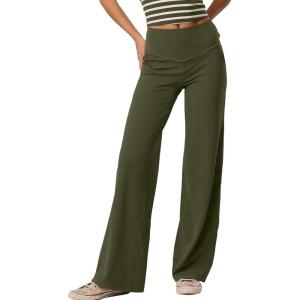 imageDarong Yoga Pants Women High Waisted Stretchy Casual Soft Straight Leg Bottoms Tummy Control Workout PantsRegularamy Green