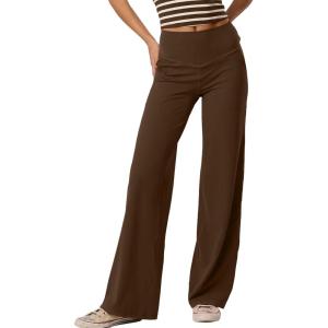 imageDarong Yoga Pants Women High Waisted Stretchy Casual Soft Straight Leg Bottoms Tummy Control Workout PantsRegulardeep Brown