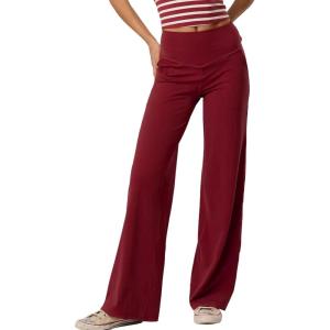 imageDarong Yoga Pants Women High Waisted Stretchy Casual Soft Straight Leg Bottoms Tummy Control Workout PantsRegularwine Red