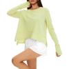 imageDarong Cotton Long Sleeve Workout Shirts for Women Loose Fit Athletic Yoga TShirts Casual Slouchy Crop Running TeesLight Green