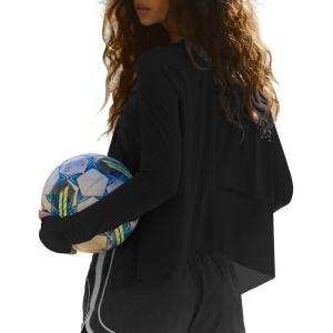 imageDarong Cotton Long Sleeve Workout Shirts for Women Loose Fit Athletic Yoga TShirts Casual Slouchy Crop Running TeesBlack