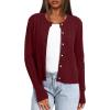 imageDarong Womens Cable Knit Long Sleeve Outfits Crewneck Button Down Open Front Cardigan Sweater Trendy OuterwearWine Red
