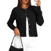 imageDarong Womens Cable Knit Long Sleeve Outfits Crewneck Button Down Open Front Cardigan Sweater Trendy OuterwearBlack