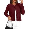 imageDarong Womens Cable Knit Long Sleeve Outfits Crewneck Button Down Open Front Cardigan Sweater Trendy OuterwearWine Red