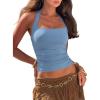 imageDarong Womens Padded Halter Tank Tops Double Lined Backless Y2K Shirts 2026 Trendy Going Out TopLight Blue