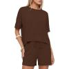 imageDarong Womens 2 Piece Lounge Sets Summer Matching Outfits Short Sleeve Tops Drawstring Shorts LoungerwearCoffee