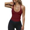 imageDarong Womens Workout Tank Tops with Builtin Bra VNeck Racerback Basic Summer Camisole Ribbed Slim Fit Sleeveless ShirtsRed