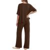 image:imageDarong Womens 2 Piece Outfits Matching Lounge Sets Short Sleeve Pullover Tops High Waisted Wide Leg Pants Tracksuit SetsCoffee