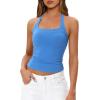 image:imageDarong Womens Halter Tank Tops with Built in Bra Double Lined Y2K Backless Slim Fitted Shirts Trendy Going Out CamisoleBlue