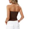 image:imageDarong Womens Halter Tank Tops with Built in Bra Double Lined Y2K Backless Slim Fitted Shirts Trendy Going Out CamisoleCoffee
