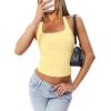 image:imageDarong Womens Halter Tank Tops with Built in Bra Double Lined Y2K Backless Slim Fitted Shirts Trendy Going Out CamisoleLight Yellow