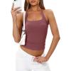 image:imageDarong Womens Halter Tank Tops with Built in Bra Double Lined Y2K Backless Slim Fitted Shirts Trendy Going Out CamisoleMerlot Red