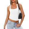 image:imageDarong Womens Halter Tank Tops with Built in Bra Double Lined Y2K Backless Slim Fitted Shirts Trendy Going Out CamisoleWhite