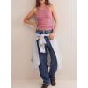 image:imageDarong Womens Racerback Crew Neck Tank Tops with Built in Bra Ribbed Slim Fitted Camisole Basic Tee Summer Clothes 2026Raspberry Pink