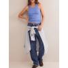 image:imageDarong Womens Racerback Crew Neck Tank Tops with Built in Bra Ribbed Slim Fitted Camisole Basic Tee Summer Clothes 2026Sky Blue