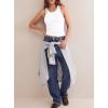 image:imageDarong Womens Racerback Crew Neck Tank Tops with Built in Bra Ribbed Slim Fitted Camisole Basic Tee Summer Clothes 2026White