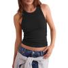 image:imageDarong Womens Racerback Crew Neck Tank Tops with Built in Bra Ribbed Slim Fitted Camisole Basic Tee Summer Clothes 2026Black