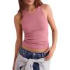 image:imageDarong Womens Racerback Crew Neck Tank Tops with Built in Bra Ribbed Slim Fitted Camisole Basic Tee Summer Clothes 2026Raspberry Pink