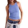 image:imageDarong Womens Racerback Crew Neck Tank Tops with Built in Bra Ribbed Slim Fitted Camisole Basic Tee Summer Clothes 2026Sky Blue