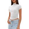 image:imageDarong Womens Basic T Shirts Summer Outfits Mock Neck Short Sleeve Crop Tops Slim Fit Tees Trendy ClothingWhite Grey