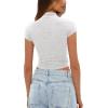 image:imageDarong Womens Basic T Shirts Summer Outfits Mock Neck Short Sleeve Crop Tops Slim Fit Tees Trendy ClothingWhite Grey