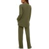 image:imageDarong Womens 2 Piece Lounge Set Casual Long Sleeve Crew Neck Tops Wide Leg Pants Travel Airport Outfit Matching SetsArmy Greenregular