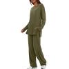 image:imageDarong Womens 2 Piece Lounge Set Casual Long Sleeve Crew Neck Tops Wide Leg Pants Travel Airport Outfit Matching SetsArmy Greenregular
