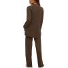 image:imageDarong Womens 2 Piece Lounge Set Casual Long Sleeve Crew Neck Tops Wide Leg Pants Travel Airport Outfit Matching SetsBrownregular