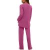 image:imageDarong Womens 2 Piece Lounge Set Casual Long Sleeve Crew Neck Tops Wide Leg Pants Travel Airport Outfit Matching SetsRaspberry Pinkregular