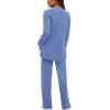 image:imageDarong Womens 2 Piece Lounge Set Casual Long Sleeve Crew Neck Tops Wide Leg Pants Travel Airport Outfit Matching SetsSea Blueregular