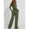 image:imageDarong Womens 2 Piece Matching Lounge Sets 2026 Long Sleeve Henley Shirts Wide Leg Pants Airport Travel OutfitsArmy Green