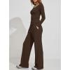 image:imageDarong Womens 2 Piece Matching Lounge Sets 2026 Long Sleeve Henley Shirts Wide Leg Pants Airport Travel OutfitsCoffee