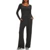 image:imageDarong Womens 2 Piece Matching Lounge Sets 2026 Long Sleeve Henley Shirts Wide Leg Pants Airport Travel OutfitsDark Grey