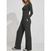 image:imageDarong Womens 2 Piece Matching Lounge Sets 2026 Long Sleeve Henley Shirts Wide Leg Pants Airport Travel OutfitsDark Grey
