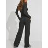 image:imageDarong Womens 2 Piece Matching Lounge Sets 2026 Long Sleeve Henley Shirts Wide Leg Pants Airport Travel OutfitsDark Grey