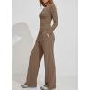 image:imageDarong Womens 2 Piece Matching Lounge Sets 2026 Long Sleeve Henley Shirts Wide Leg Pants Airport Travel OutfitsDeep Khaki