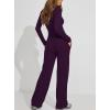 image:imageDarong Womens 2 Piece Matching Lounge Sets 2026 Long Sleeve Henley Shirts Wide Leg Pants Airport Travel OutfitsDeep Purple