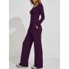 image:imageDarong Womens 2 Piece Matching Lounge Sets 2026 Long Sleeve Henley Shirts Wide Leg Pants Airport Travel OutfitsDeep Purple