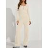 image:imageDarong Womens 2 Piece Matching Lounge Sets 2026 Long Sleeve Henley Shirts Wide Leg Pants Airport Travel OutfitsLight Beige